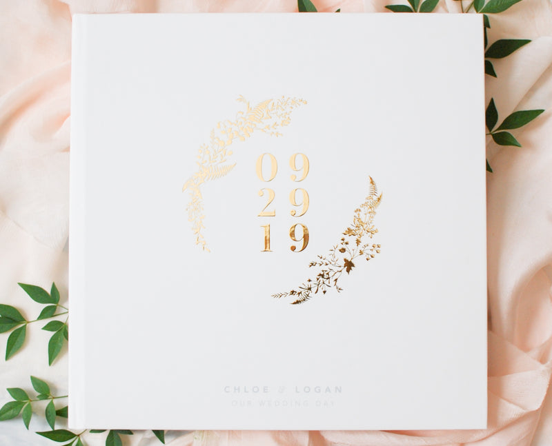 Gold Foil Botanical Wedding Guest Book
