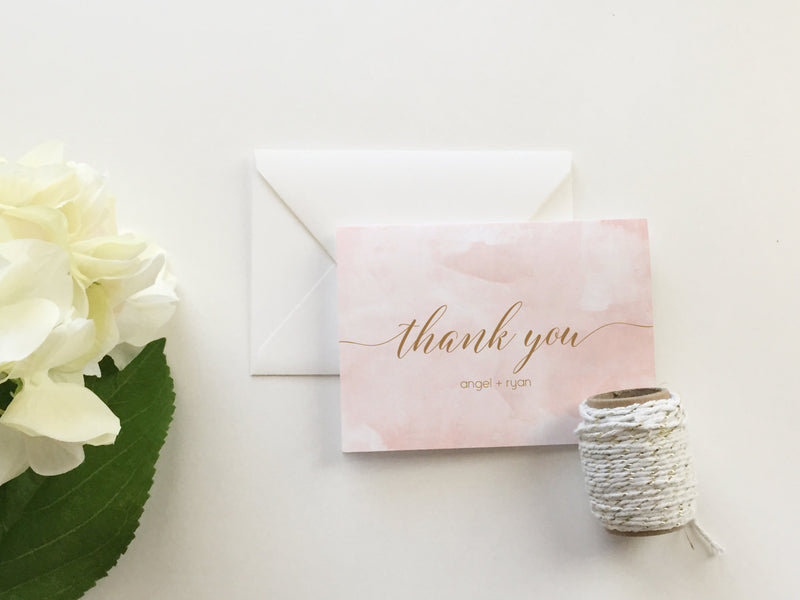 Blush Pink Watercolor Thank You Cards (set of 10)